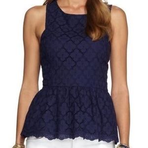 Lilly Pulitzer navy lace peplum tank top